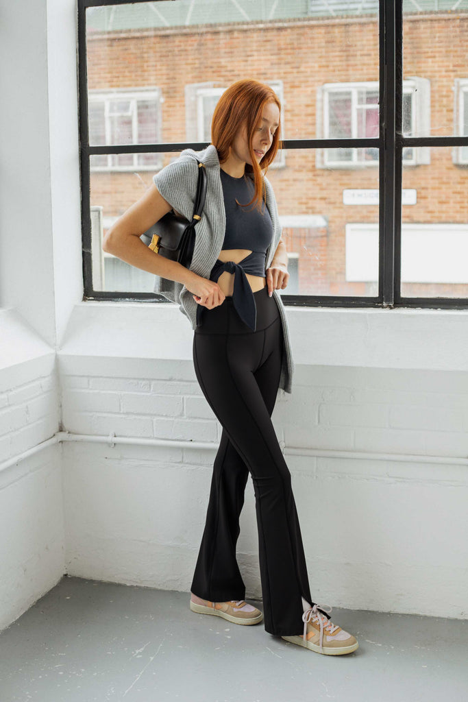Terra High Waist Flared Leggings in Black